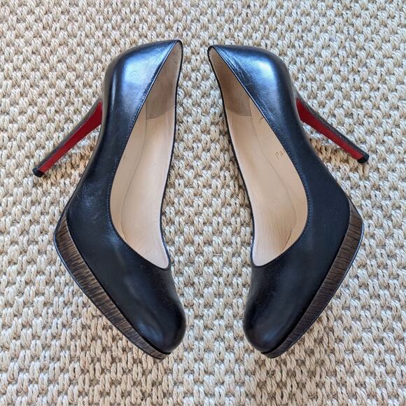 CHRISTIAN LOUBOUTIN New Simple Pump 120 Kid/Wood Heel, 37.5, EUC, Black - Picture 1 of 13